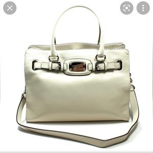 Michael Kors Hamilton EAST WEST Genuine Leather Tote Vanilla